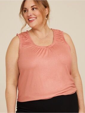 Maurices Shimmer Ruched Scoop Neck Tank Top - Dusty Rose